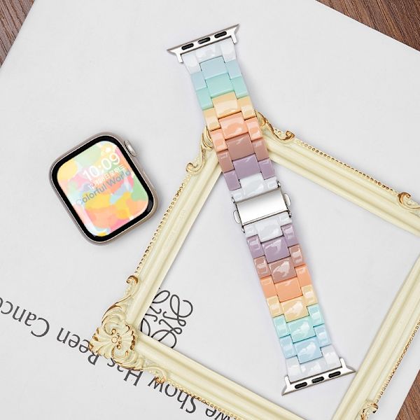 Klockarmband för Apple Watch iWatch för 38/40/41/10:e generationen 42mm regnbågsfärg