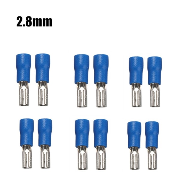 100/50 st 2,8 mm 4,8 mm 6,3 mm isolerad tätning Spadtrådskontakt Hona krimpterminaler Elektrisk set 6.3mm Blue 10PCS