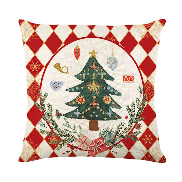 Merry Christmas Kuddfodral 45x45cm Prydnadskudde Vinter Juldekorationer för Hem Träd Hjort Soffa Kuddfodral 13