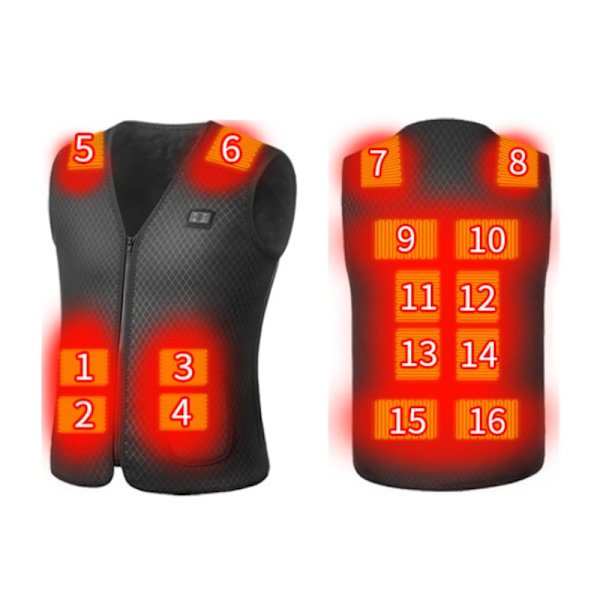 16 Områdes Värmeväst Män/Kvinnor Casual V-ringad USB Uppvärmd Väst Smart Temperaturkontroll Värmejacka Bomullsjacka Vinterjakt 7 areas 4XL