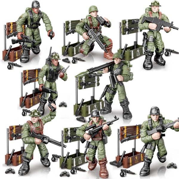 8 st/ set Militär leksak monterad skurk modell Xj822 minifigurer rörlig ledsoldat modell XJ9921