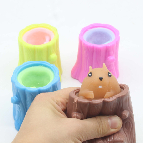Kreativ dekompression söt ostmus kopp för att släppa tryck, klämma, pressa, ekorre kopp, dekompressionsleksak stump squirrel