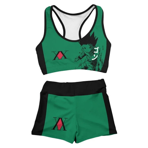 Hunter x Hunter Cosplay -asu Kuntosali Urheilu Treenaus Juoksu Lyhyt Toppi Jooga Puku Verryttelypuku Fitness Beige M