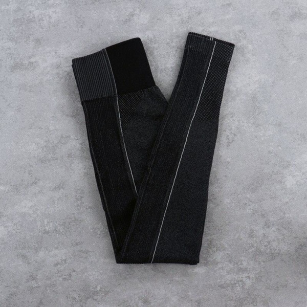 Yoga Sæt Crop Top BH Shorts Leggings Træningssæt Aktiv Fitness Træningstøj Black Long Set M