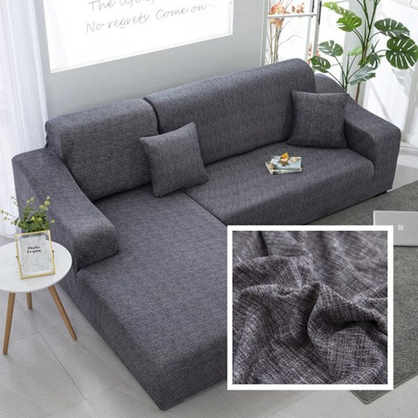 Enfärgade hörnsofföverdrag för vardagsrum, elastiska Spandex sofföverdrag, stretchiga överdrag, L-formad soffa, behöver köpa 2 st sofföverdrag 1 1pc 2-Seat 145-185cm