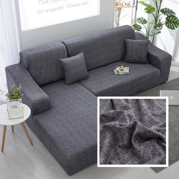 Ensfarvede hjørnesofabetræk til stue, elastiske spandex sofabetræk, strækbare slipcovers, L-formet sofa, skal købe 2 stk. sofabetræk 2 1pc  1-Seat 90-140cm