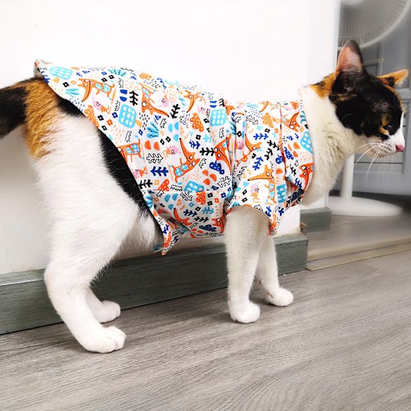 Lemmikkieläinten vaatteet Sarjakuva Havaiji Puuvillapaita Ohut Kissapaita Orange Fox shirt S