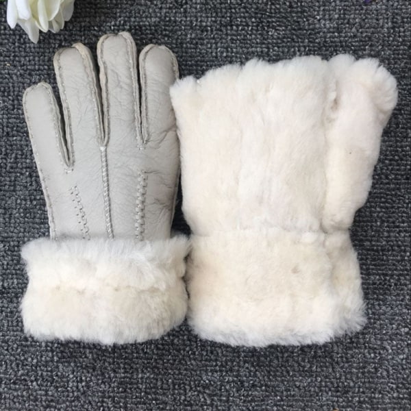 100 % fårskinn vintervantehandskar för kvinnor män äkta kashmirpäls varma handskar dam helfinger äkta läder BK one size