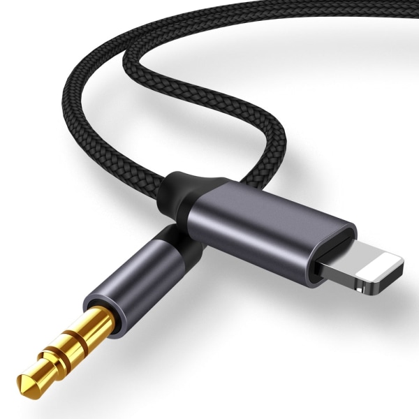 8-stift till 3,5 mm uttag AUX-kabel Belysning till AUX-hörlursadapter Ljudförlängningskabelkontakt Splitter för iPhone 14/13/12/11 Grey 1.5m