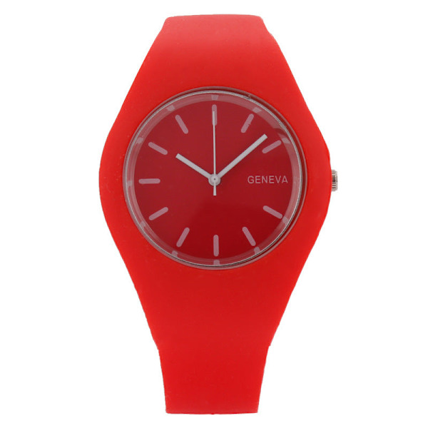 Fashion Fashion Candy Koreansk Quartz Klocka Silikonarmband Damklocka Red