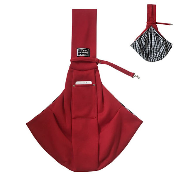 Bärväska för valpar, katter, valpar, utomhusresor, hund, axelväska, bomull, enkel komfortsling, handväska, tote pouch Red