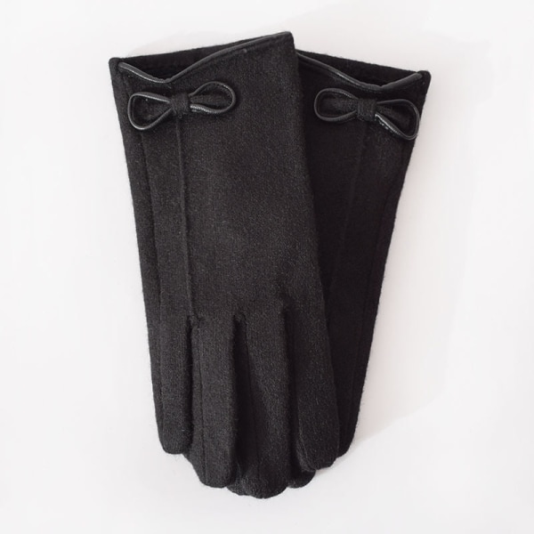 Naisten talvikashmirkosketusnäyttö Lämpimät käsineet Ulkoilu Ratsastus Plus Velvet Paksuuntavat villa Rusetti Täysi sormi Ajohanskat S29 Black One Size