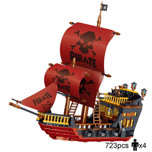 Byggkloss Stort piratskepp Båt Black Pearl Silent Maria Äventyr Karibiska havet Pedagogiska tegelstenar Toy Boy Present QL1811