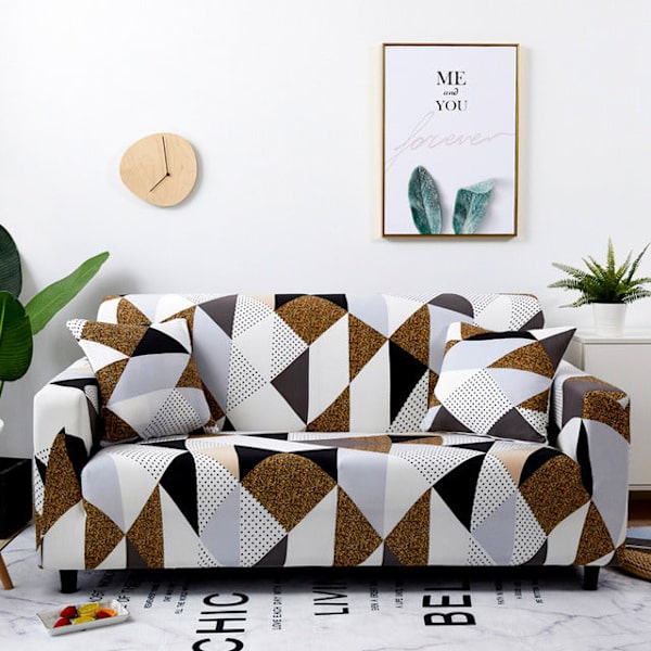 Geometrisk ternet sofabetræk, strækbart sofabetræk til stue, elastisk sofa-stolbetræk, sofahåndklæde 1/2/3/4-personers Pattern 31 2-seater 145-185cm
