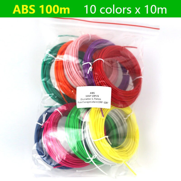 PLA/ABS 3D-kynän filamentti 10/20 rullaa 10M Halkaisija 1,75 mm 200M Muovifilamentti 3D-kynälle 3D-tulostinkynälle, Väri ei toistu PLA20X5M As photo