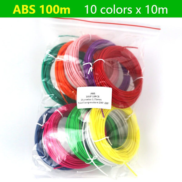 PLA/ABS 3D-penna Filament 10/20 Rullar 10M Diameter 1.75mm 200M Plastfilament För 3D-penna 3D-skrivarpenna, Färg Upprepas Inte ABS 20 colors As photo
