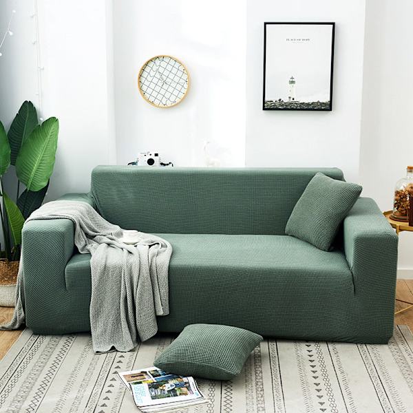 Enfärgad Universal Sofföverdrag för Alla Årstider, Nordisk Trendig Stickad Stretch Allomfattande Sofföverdrag Dammtät Soffkudde Metallic gray M [double length within 145-185cm]]