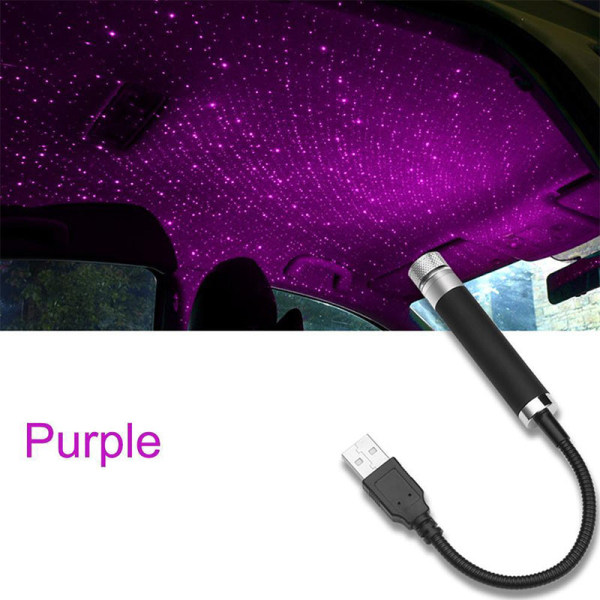 Romantisk LED stjärnhimmel nattlampa USB driven projektorlampa för biltaksrum Takdekor Plug and Play Purple1