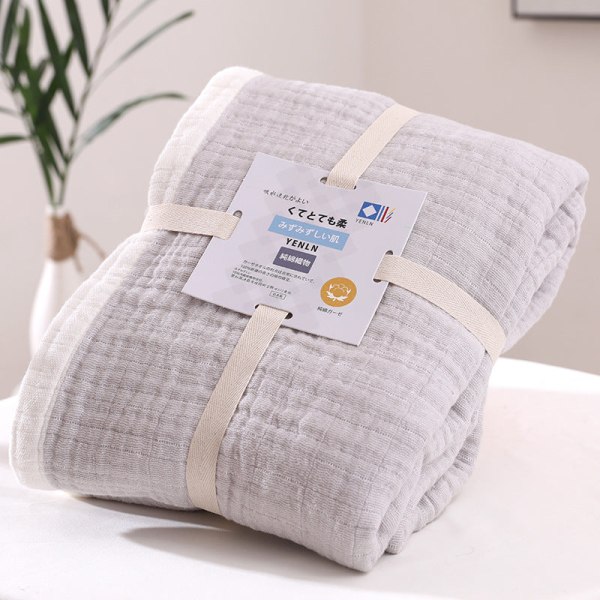 Japansk Vasket Gaze Seks Lag Nap Tæppe Enkelt Dobbelt Aircondition Dyne Forår og Sommer Fortykkelse Sengelinned Håndklæde Tæppe Gray with edge towel blanket 150*200cm