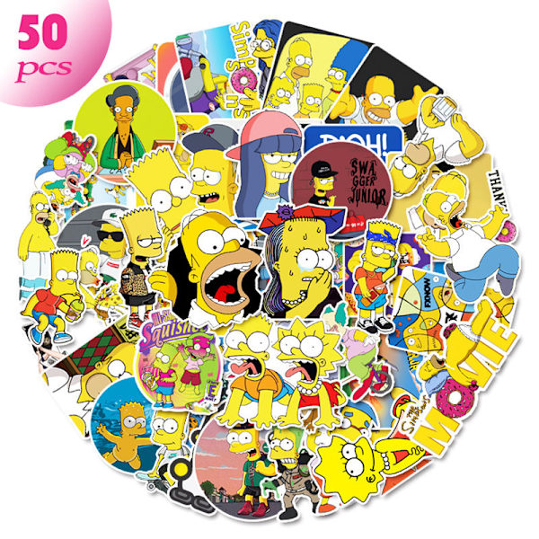 50 kpl Simpson-tarroja vedenpitävä tarra sarjakuvatarra skeittilaudalle reppuun muistikirjaan DIY-paperitarvikkeisiin klassinen lasten lelu lahja 50PCS2
