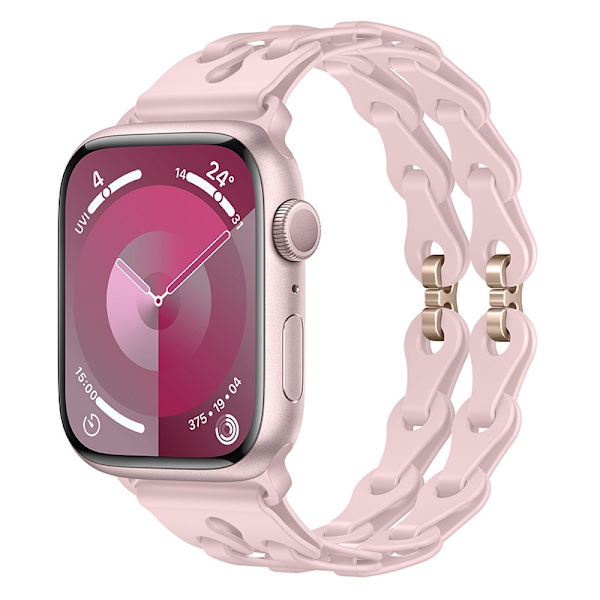 Kellon ranneke Apple Watch iWatch 38/40/41/42mm vaaleanpunainen hiekka ruusukullanvärinen solki