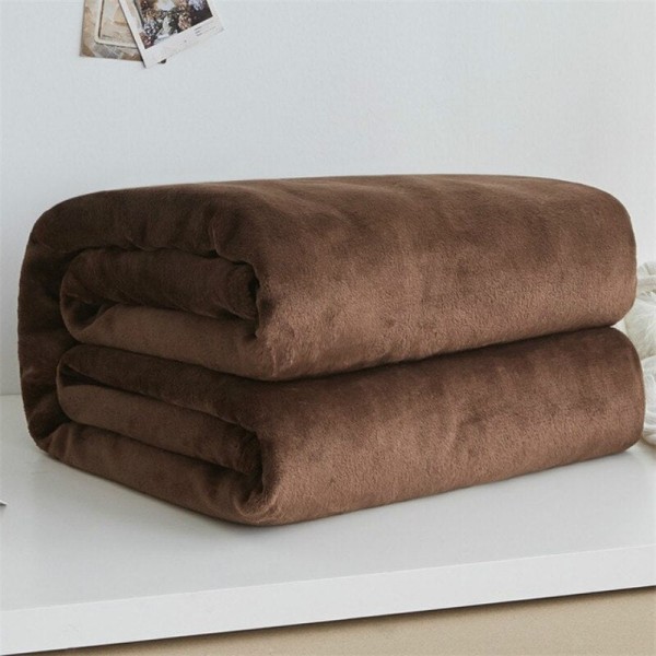 Mjuka Varma Korall Fleece Filtar för Sängar Faux Fur Mink Pläd Enfärgad Sofföverdrag Överkast Vinter Plädar Coffee 200x230cm(78x90inch)