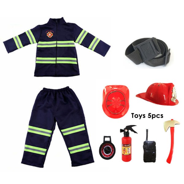 Halloween Firefighter Cosplay kostym för barn Pojkar Flickor Karnevalsfest Sam Fireman Uniform Carnival Leksaker Outfits Arbetskläder Set3 130cm height