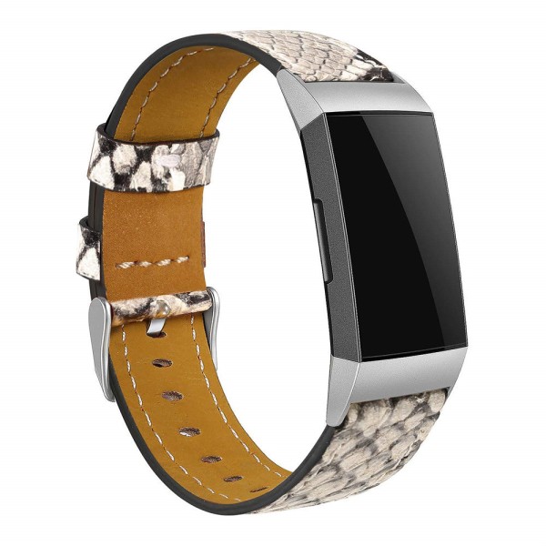 Ersättningsarmband för Fitbit Charge 3 Läderarmband Utbytbara Smart Fitness Klockarmband med Rostfri Ram för Charge3 E