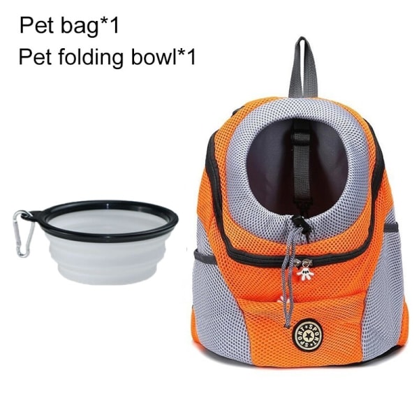 Hundbärväska Ryggsäck för Hundar Ut Dubbel Axel Bärbar Reseryggsäck Utomhus Hundbärväska Reseset Orange with Bowl M for 5-10kg