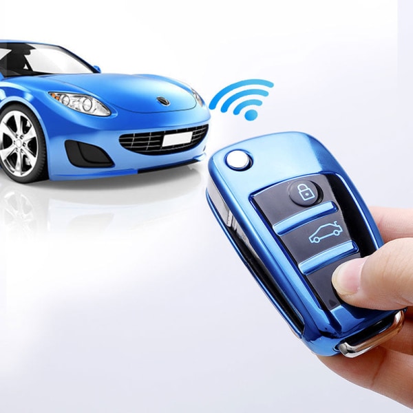 TPU Sammenleggbar Nøkkelveske Bag Cover For A3 A4 A5 A6 A7 Q3 Q5 S6 B6 B7 B8 C6 8P 8V 8L TT RS Bil Shell FOB Beskyttelse Tilbehør Overseas blue key case
