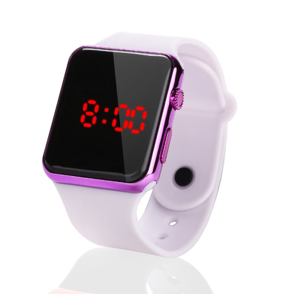 Led elektropläterad liten fyrkantig elektronisk watch Innovativ elektronisk watch för unga manliga och kvinnliga studenter White Ribbon wine red shell