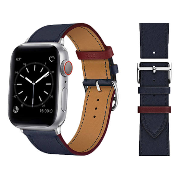 Nahkaranneke Apple Watch -rannekkeelle 44mm 45mm 42mm 41mm 40mm 38mm Single tour -kellonranneke iWatch-sarja 3 4 5 6 SE 7 -ranneke 5 royal blue For 42mm 44mm 45mm