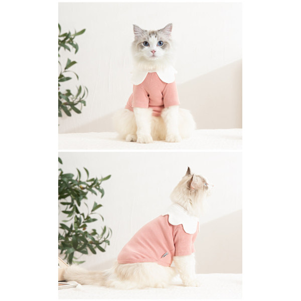 Kevät- ja syyslemmikkivaatteet kukkakauluksella, kissan vaatteet Pink XL