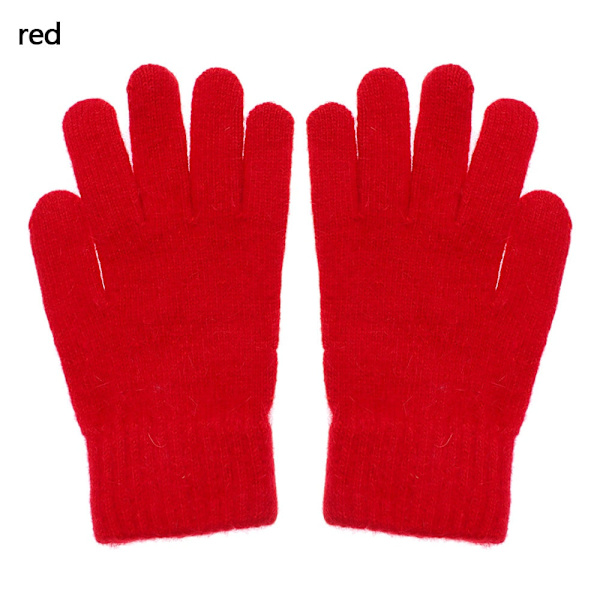 2023 Elastiska Fullfingerhandskar Varma Tjocka Cykelkörningsmode Dam Herr Vinter Varma Stickade Yllehandskar Utomhus Red One Size