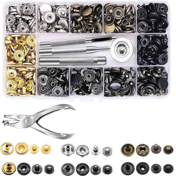 Trykknapsæt 12,5 mm Metal Trykknapper til Tøj Håndværk Taske Sko Krave Bælte Jeans Perfekt Pasform Justeringsknap DIY Skrædder 80PCS