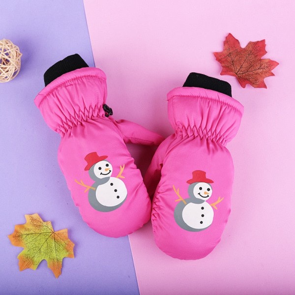 Varme, vindtette vinterhansker for barn, gutter og jenter, for ski, sykling, klatring, utendørs, vanntette babyvotter med tegneserie Redbear for 5-8T