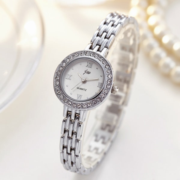 Koreansk Modeur Dame Studenterarmbånd Dameur Casual Quartzur Modeur gold strap white plate