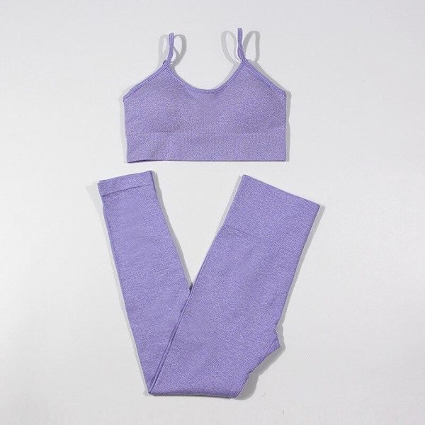 Joogasetti Toppeja Ja Leggingsejä Aktiivivaatteet Naisten Treenausvaatteet Purple bra set L