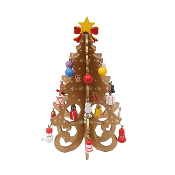 Bordsjulgransdekoration Ornament Barn Handgjorda DIY Stereo Trä Julgransscen Layout Jul White 196cmx14cm