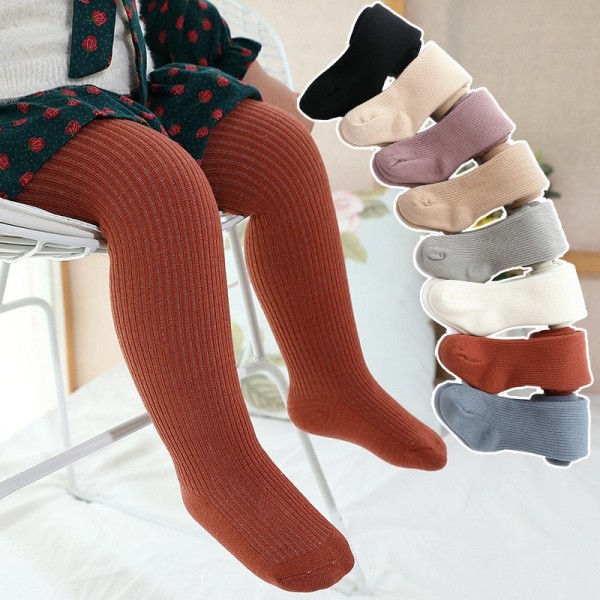 Nye Tykke Jentetights for Vinter Høst 1 stk Varme Baby Jenteklær Barnestrømper 0-6 År Gamle Ensfargede Barne Strømpebukser Beige XL(2-4T)