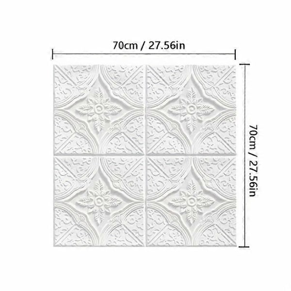 1/5/10 st 70*70cm Självhäftande Varmt Sovrum 3D Tredimensionell Väggbeklädnad Tak Vit 1 st 70*70 white 1pcs 70*70