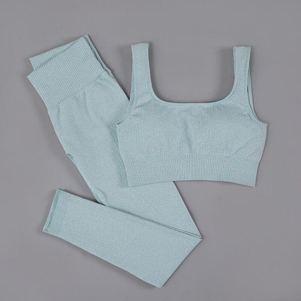 Joogasetti Naisten treenivaatteet Fitness-vaatteet Pitkähihainen jooga-asu BraPants Khaki L