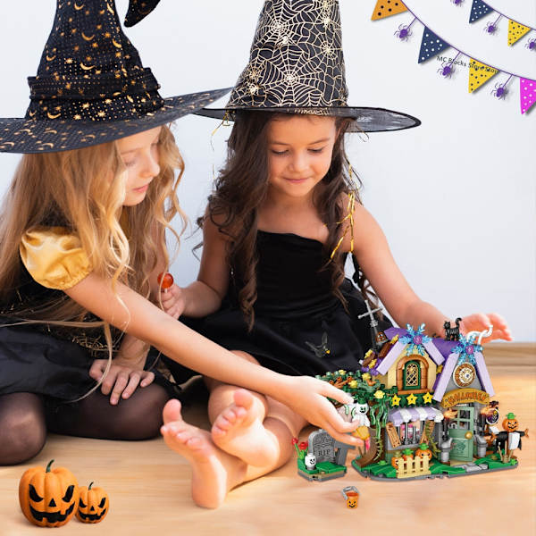 LOZ Kreativ MINI Halloween Hytte Hus Byggeklods MOC Græskarvogn Glædelig Halloween Dekoration Klodser Drenge Børn Legetøj Gaver Model C with box