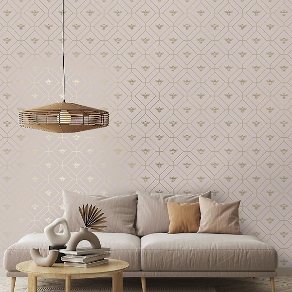 Honeycomb Bee Rosa Tapet