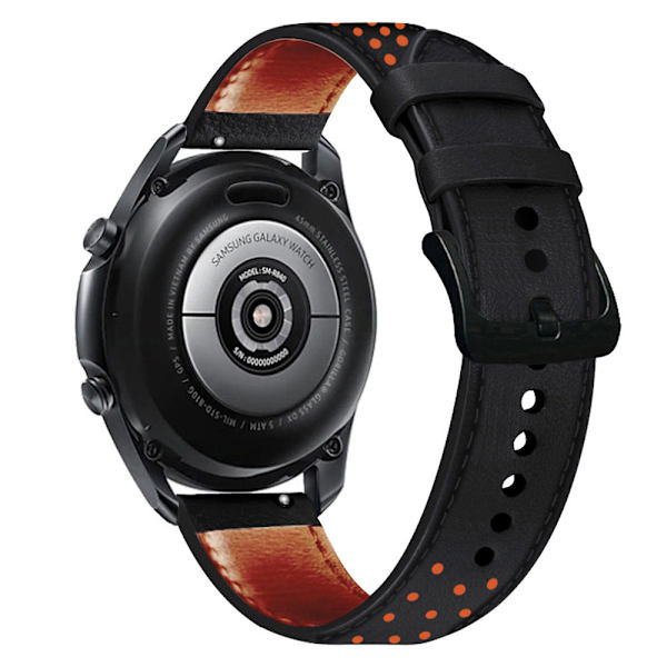 Læder urrem 22mm til Huawei GT2 Samsung S3 Brown orange dots 22mm