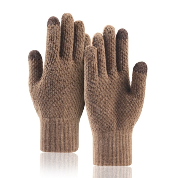 Pekskärm Tjockstickade Vinterhandskar Herr Imitation Kashmir Två Lager Vardagliga Vuxenhandskar Herrvante Tjockare Ull Kashmir Höst Gray One Size