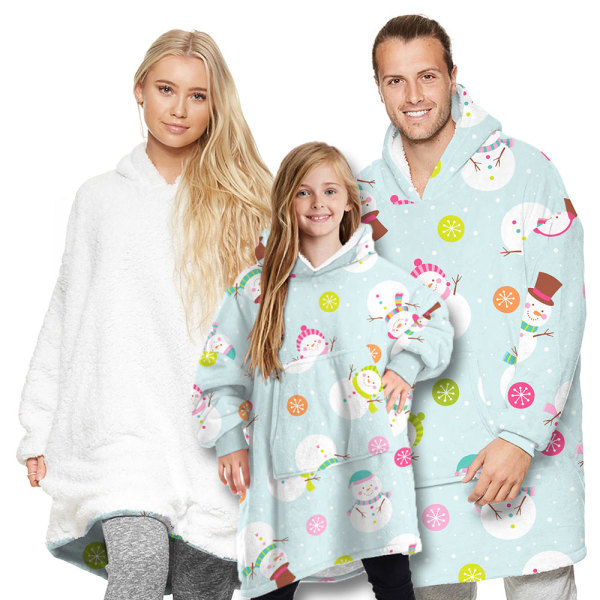 Julepyjamas Matchende Familie Pyjamas Vinter Tæppe Natkjole Langærmet Cashmere Hættetrøje Tovejs Brug BWQG-TWQG037 Adult style-average size