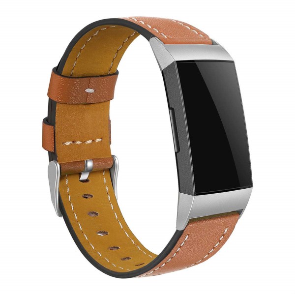 Ersättningsarmband för Fitbit Charge 3 Läderarmband Utbytbara Smart Fitness Klockarmband med Rostfri Ram för Charge3 H