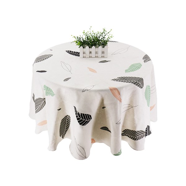 Japansk stil duk bomull lin rund bordduk nordisk borddeksel for hjem bryllupsfest dekorasjon trykt hvit gul C10 150cm