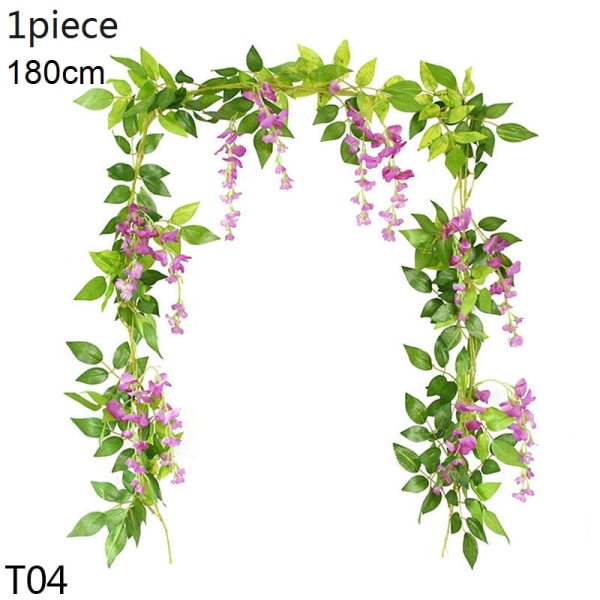 Kunstig Wisteria Blomster Ranke Efeu Blad Guirlande Silke Rose Blomster Rattan Snor Ranke Bryllupsbue Blomst Hjemmehave Dekoration G04-2pcs-leaves